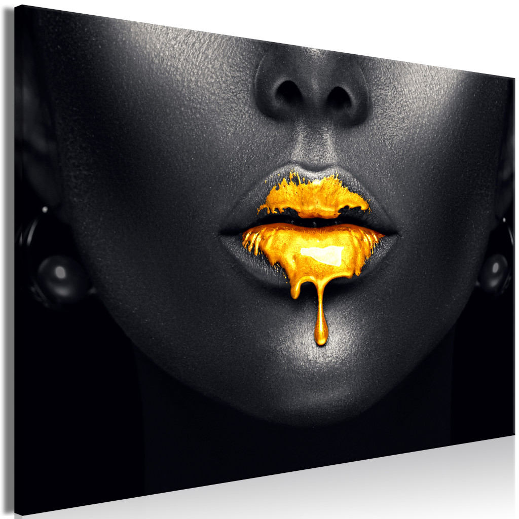 Schilderij Gold Lips [Large Format]