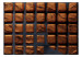 Photo Wallpaper A moment of pleasure - symmetrically arranged chocolate pralines on a black tray made of firewood 129897 additionalThumb 1
