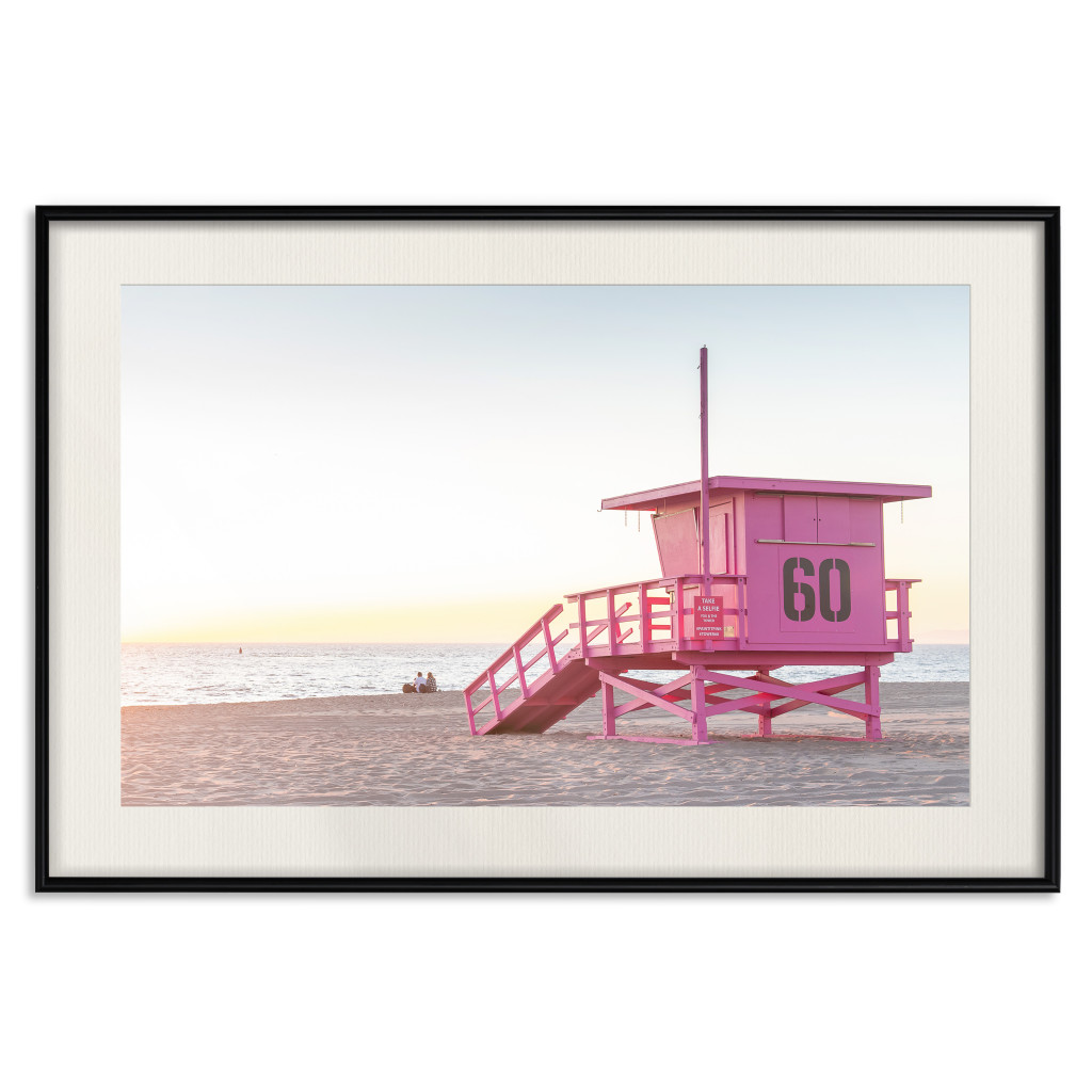 Poster Decorativo Sunset - View Of The Lifeguards’ Headquarters On A Miami Beach