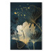 Obraz Natura w abstrakcji - złote liście miłorzębu na turkusowych akwarelach 145097