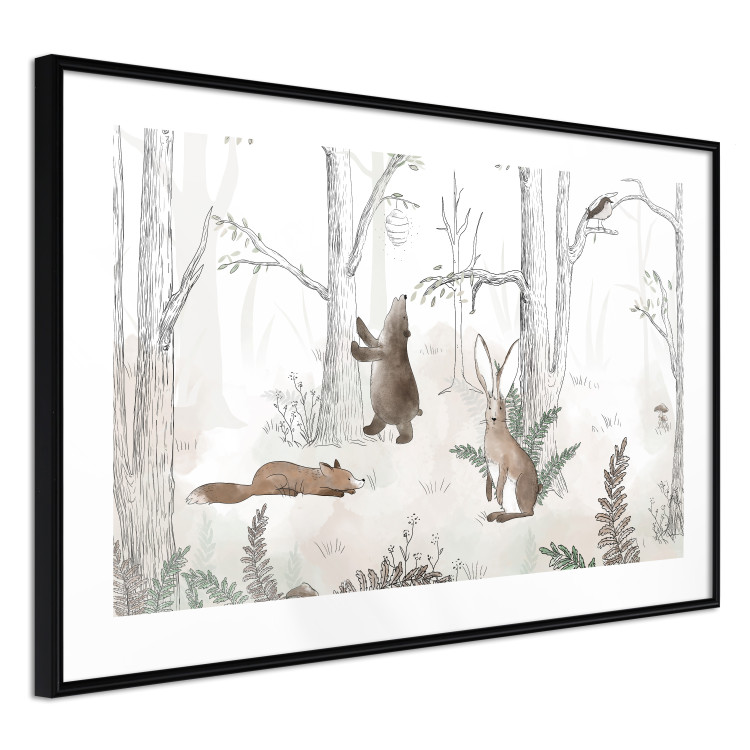 Poster Forest Animals - Drawn Forest with Watercolor Ferns 146497 additionalImage 4