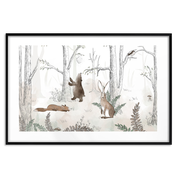 Poster Forest Animals - Drawn Forest with Watercolor Ferns 146497 additionalImage 22