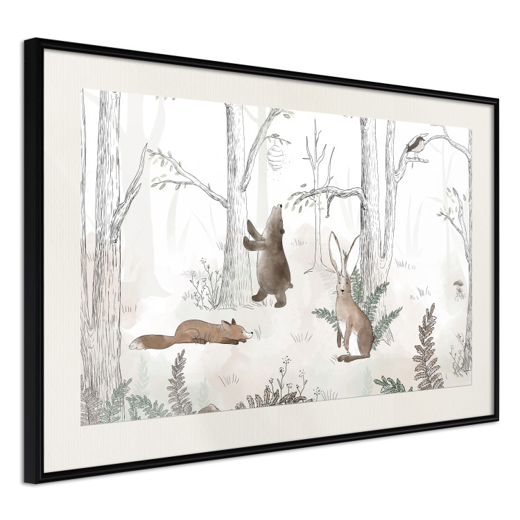 Poster Forest Animals - Drawn Forest with Watercolor Ferns 146497 additionalImage 9