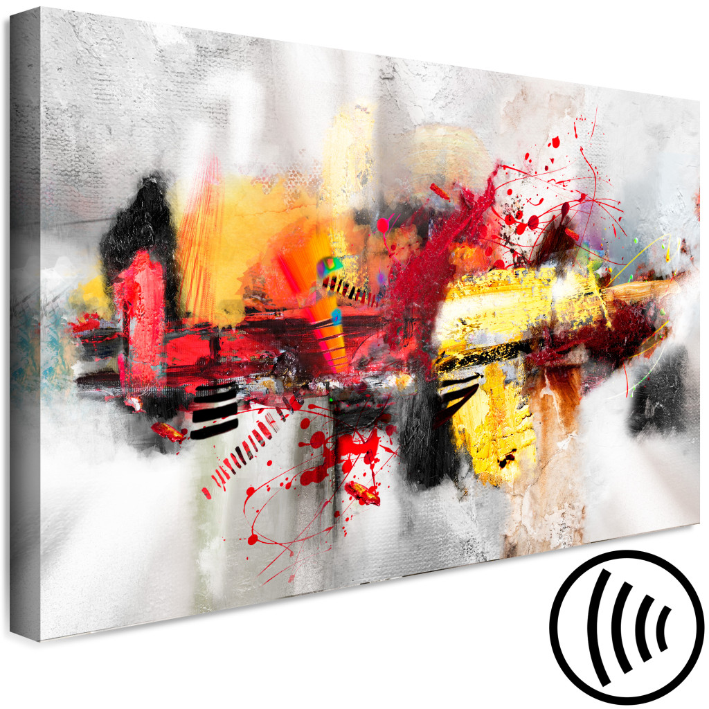 Schilderij  Abstract: Colorful Abstraction - Shapes With Expressive Paintings On A Gray Background