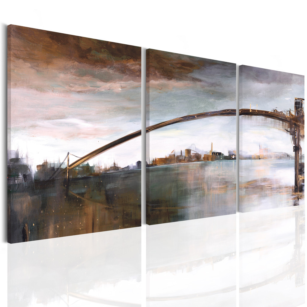 Obraz Miejski Most Melancholii (3-częściowy) - Architektura Miasta Z Rzeką
