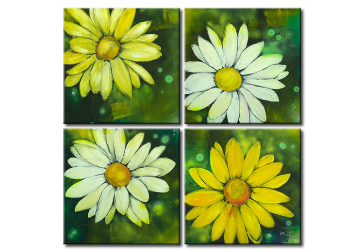 Leinwandbilder Vier Gänseblümchen - Gänseblumen - Blumen - Wandbilder