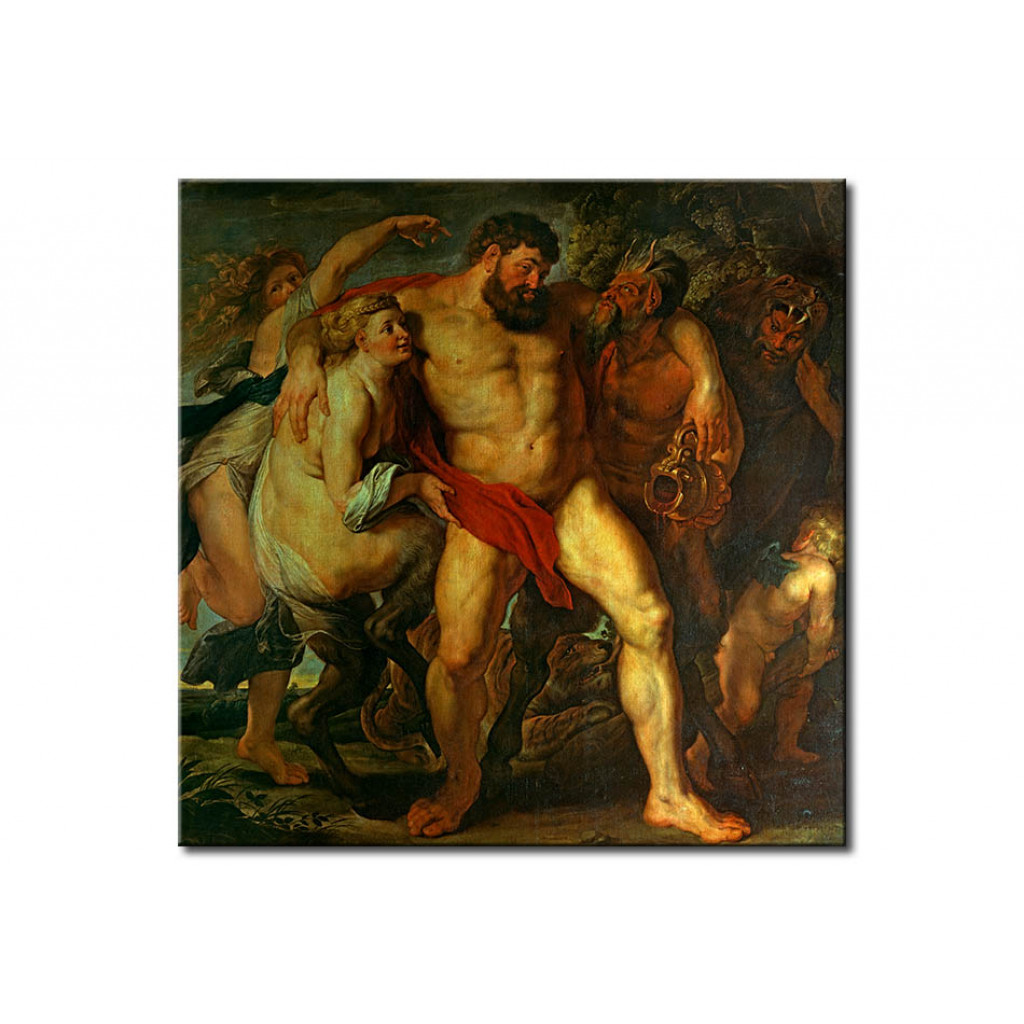 Schilderij  Peter Paul Rubens: The Drunken Hercules, Led By A Nymph And A Satyr