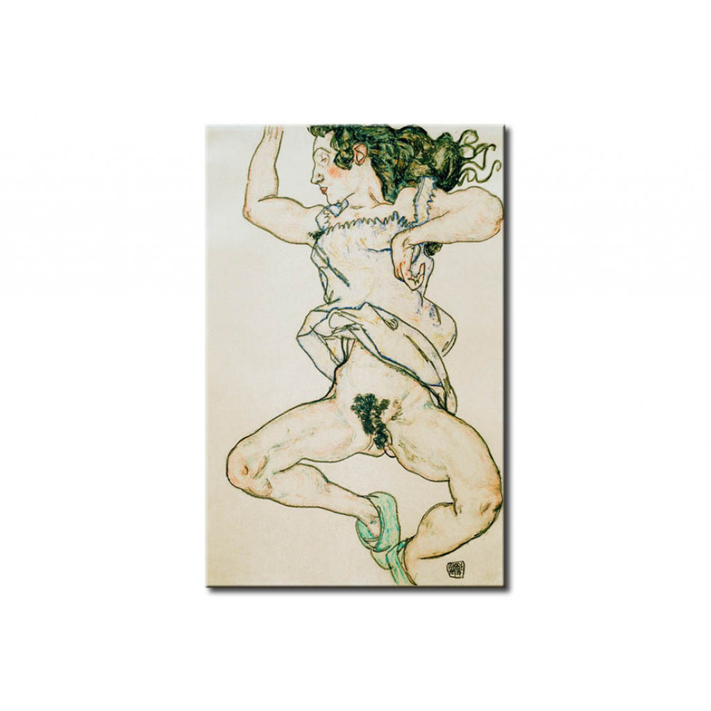 Schilderij  Egon Schiele: Liegende Frau Mit Hausschuhen