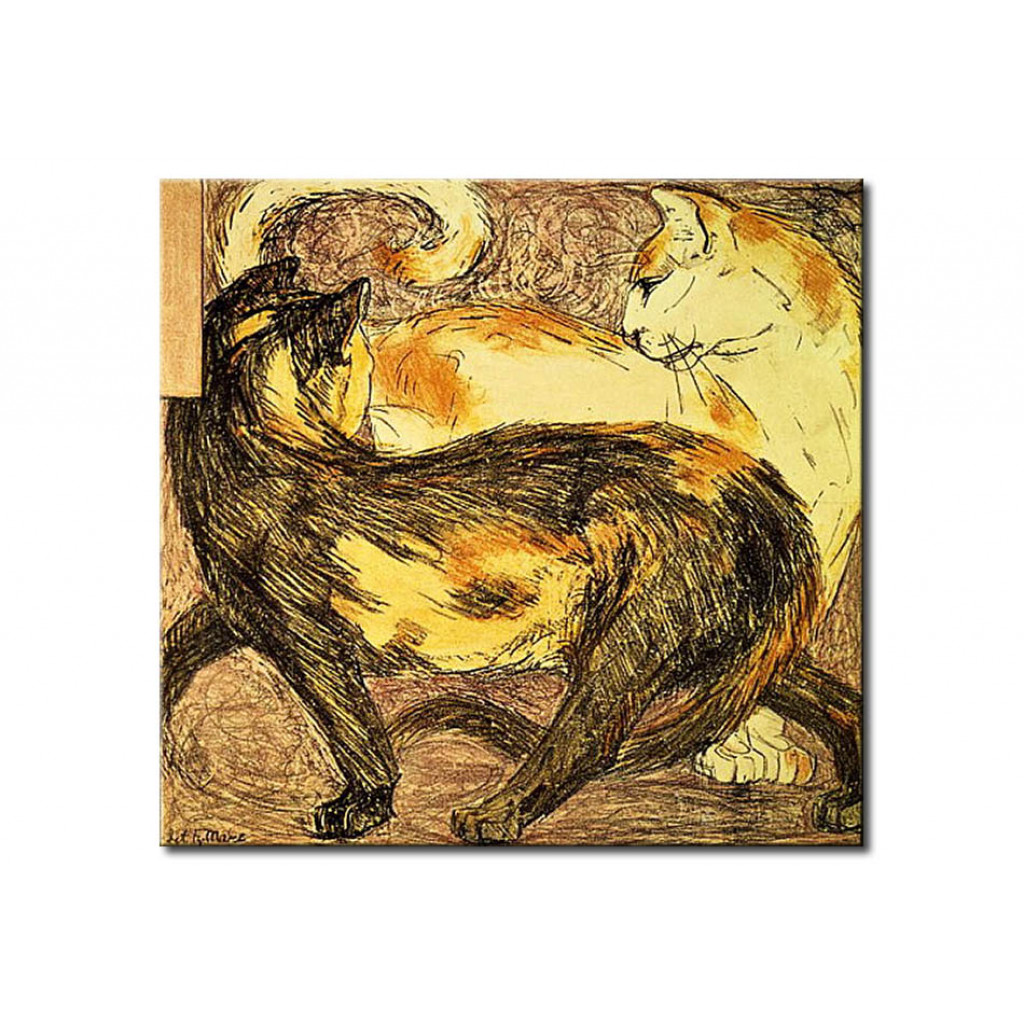 Schilderij  Franz Marc: Two Cats