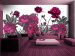 Wall Mural Lush Meadow - Blooming Flowers in Vibrant Colours on a Solid Background 60497