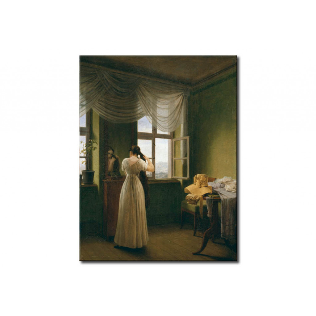 Schilderij  Georg Friedrich Kersting: In Front Of The Mirror