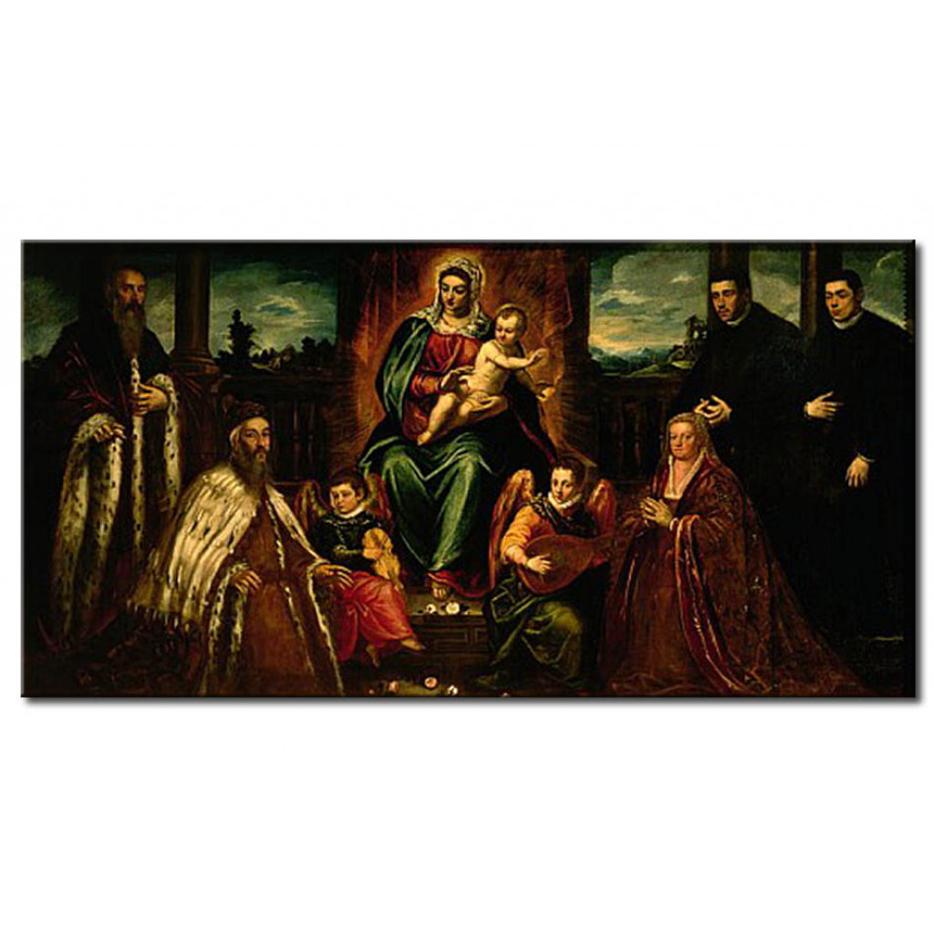 Schilderij  Tintoretto: Doge Alvise Mocenigo And Family Before The Madonna And Child