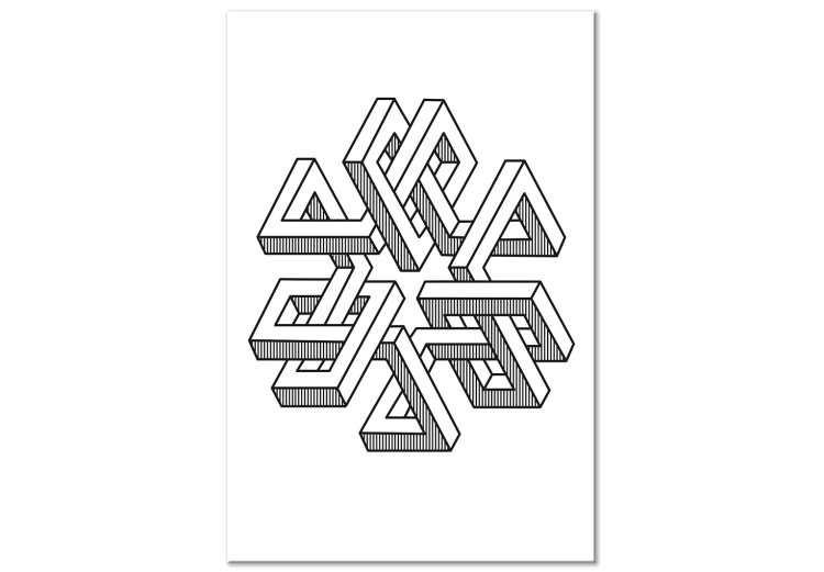 Quadro su tela Labirinto geometrico - astrazione in bianco e nero con effetto 3D