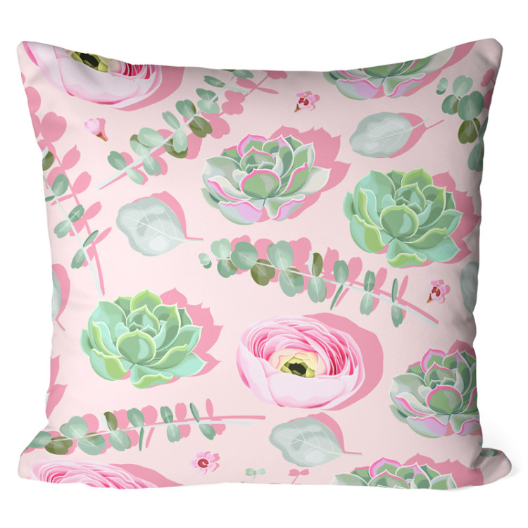 Mikrofaser Kissen Living stucco - graphic composition of succulents in shades of pink cushions 146908