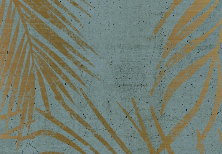 Rundes Bild Golden Palm Tree - Plant Leaves on a Blue Background Variant 1 149008 additionalImage 2