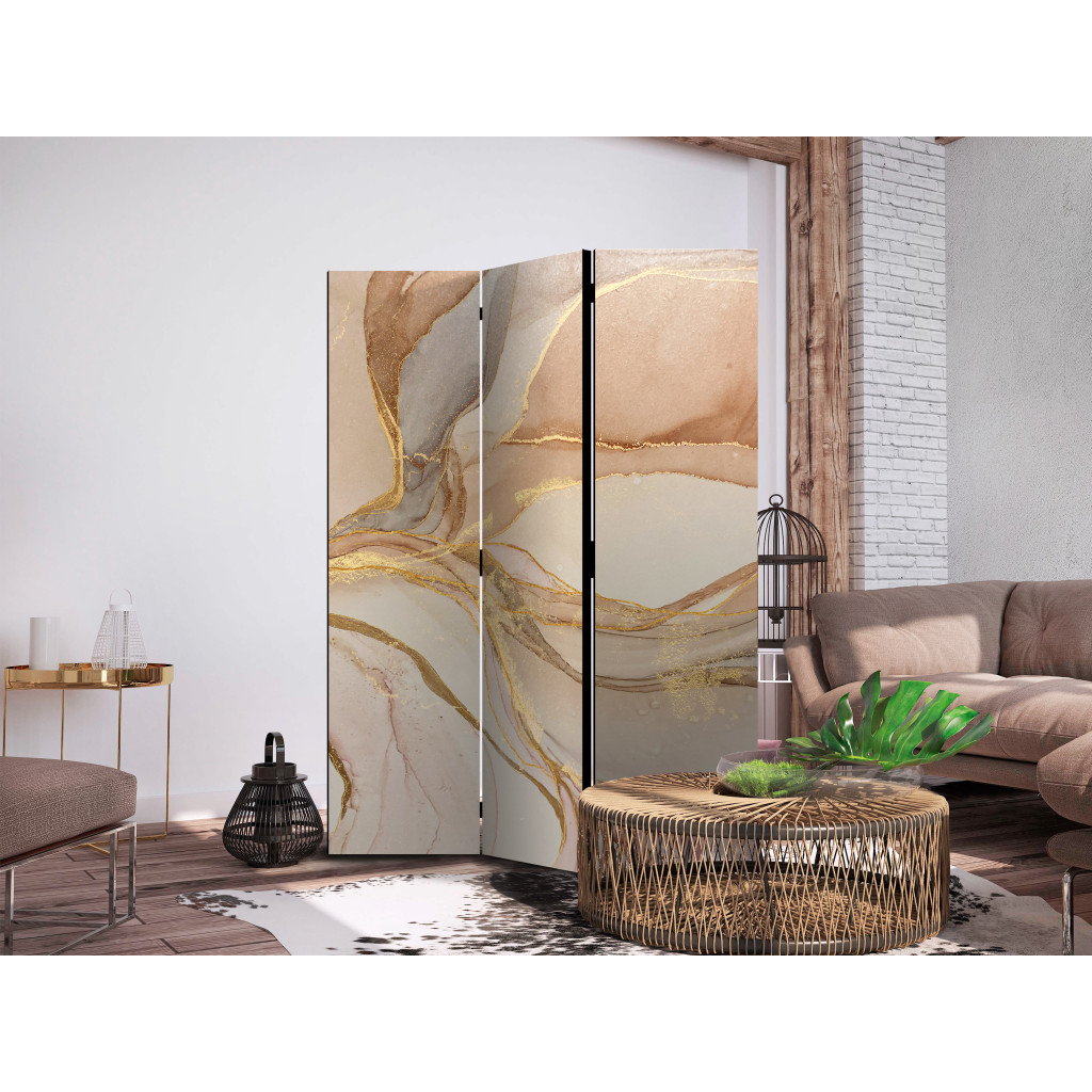 Biombo Desert Abstraction - Beige Composition Imitating Marble [Room Dividers]