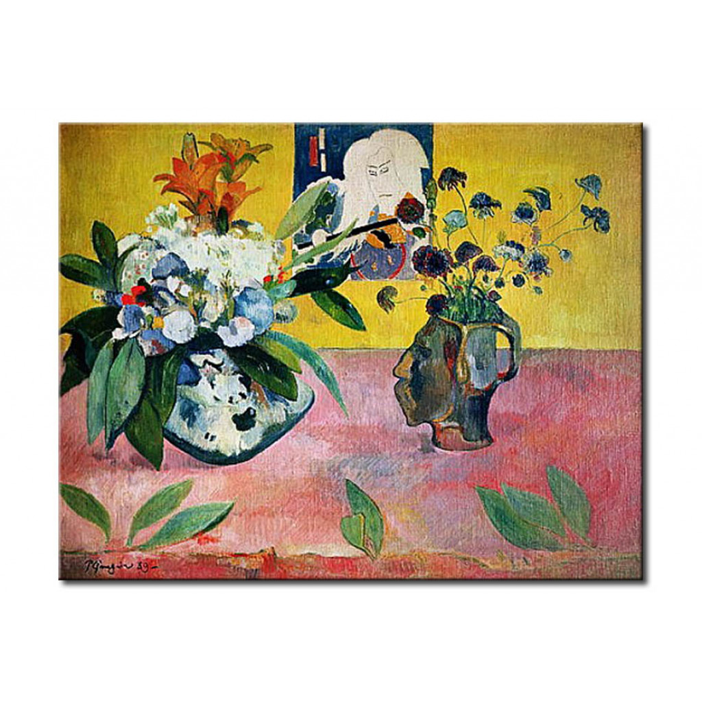 Schilderij  Paul Gauguin: Flowers And A Japanese Print