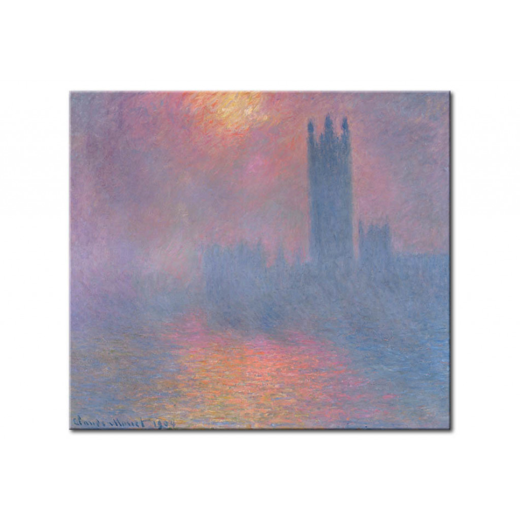 Quadro The Houses Of Parliament, London, With The Sun Breaking Through The Fog