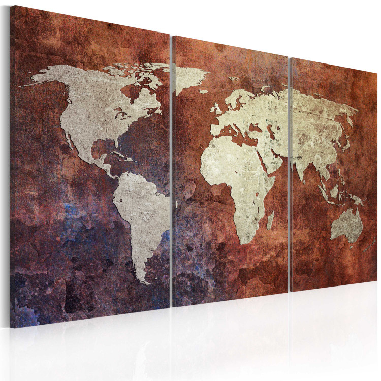 Quadro moderno Mappa del mondo rugginosa: trittico 55408 additionalImage 2