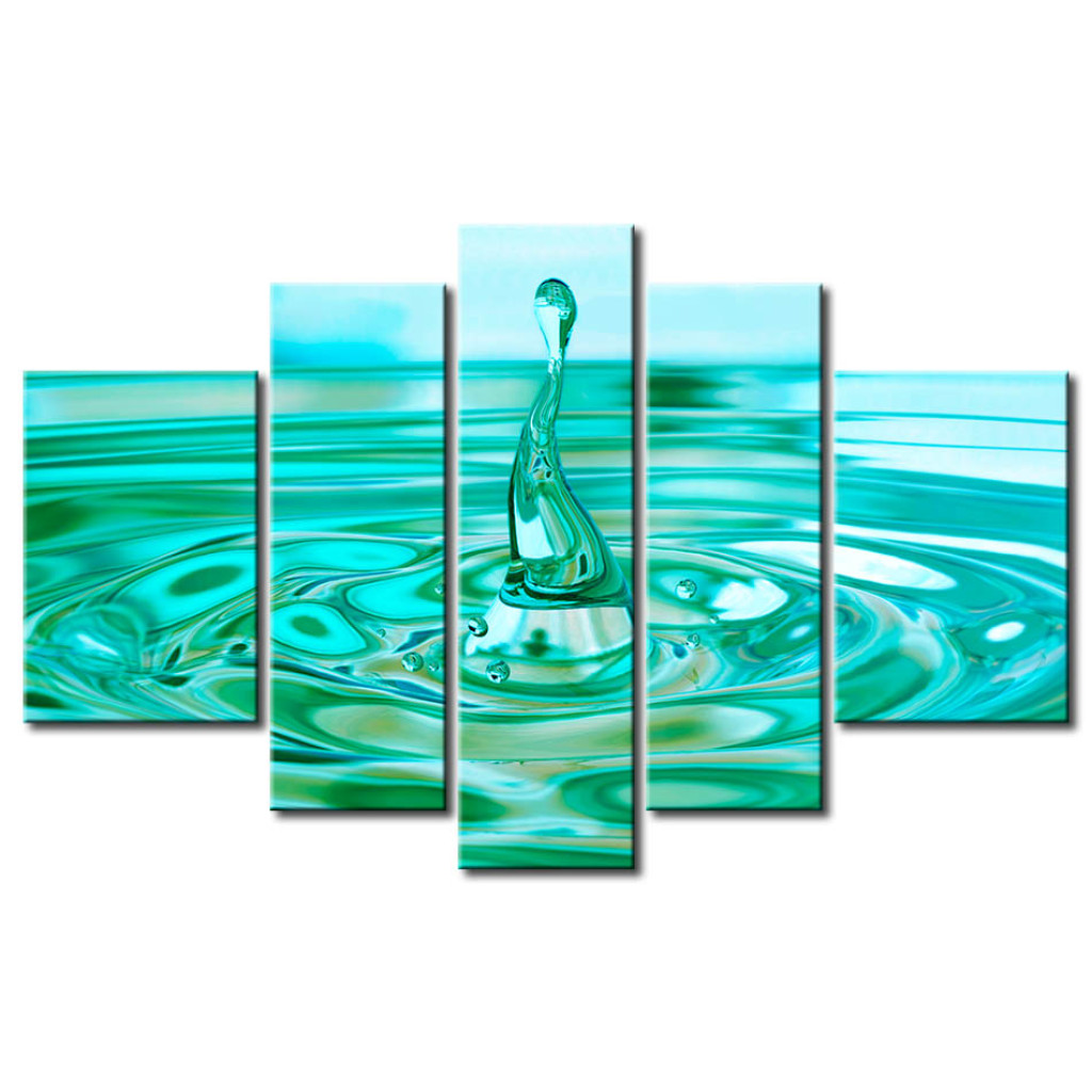 Schilderij  Abstract: Vallende Druppels - Turquoise
