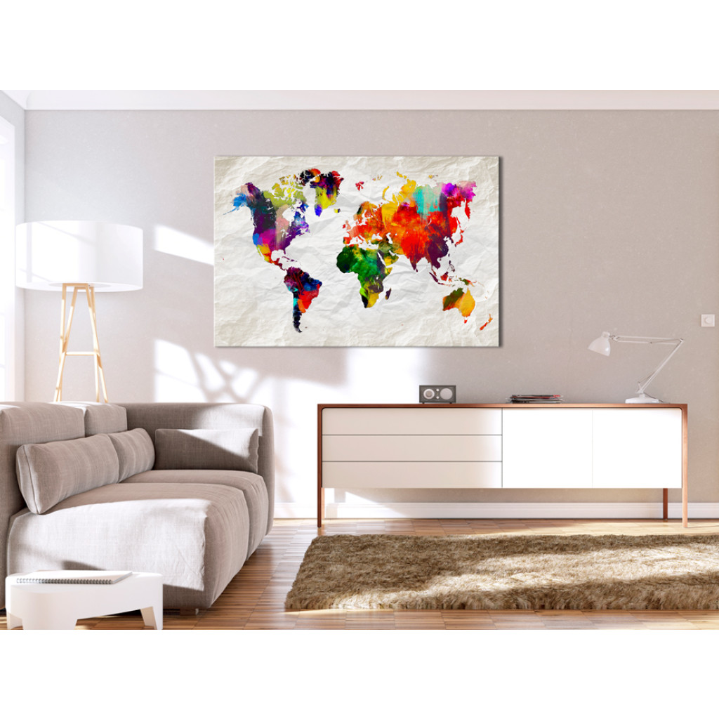 Schilderij  Kaarten Van De Wereld: World Map: Rainbow Madness