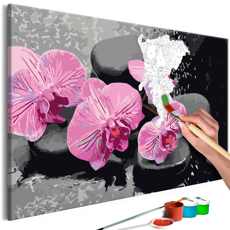 Malen nach Zahlen Bild Orchidee mit Zen Steinen (schwarzer Hintergrund) 107518 additionalImage 3