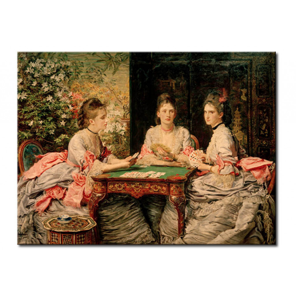 Schilderij  John Everett Millais: Hearts Are Trumps: Portraits Of Elizabeth, Diana, And Mary, Daughters Of Walter Armstrong, Esq.