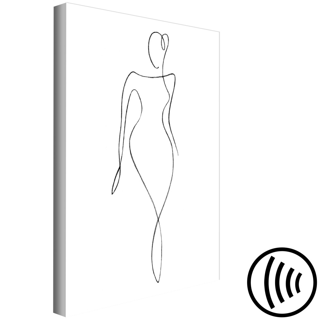 Obraz Kształt Kobiecej Sylwetki (1-częściowy) - Czarno-biały Zarys Postaci