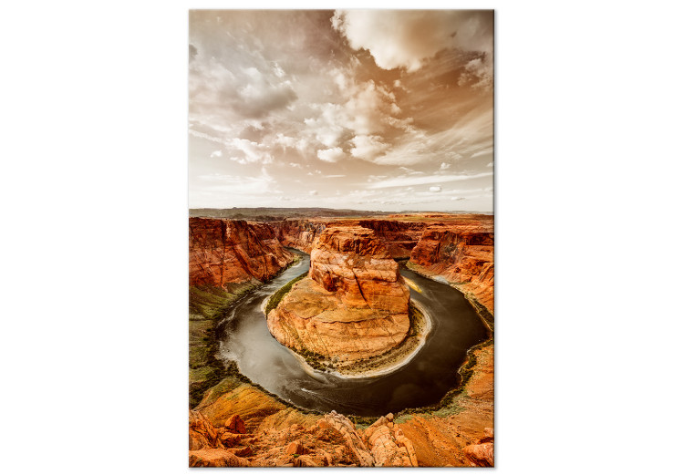 Canvas Horseshoe Bend - meander of Colorado River in the photo with mountains