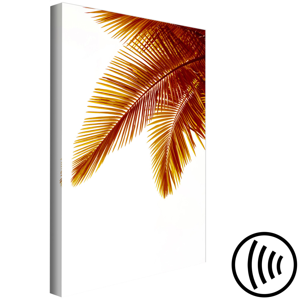 Obraz Liście Palmy - Tropikalny Pejzaż Ze Złotymi Liśćmi Palmy Na Białym Tle