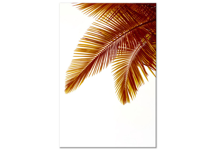 Canvas Palm Leaves - tropical landscape with golden palm leaves on a white background