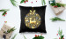 Decorative Velor Pillow Bauble with reindeer - animal, Christmas stars and presents on a black background 148518 additionalThumb 2