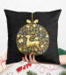 Decorative Velor Pillow Bauble with reindeer - animal, Christmas stars and presents on a black background 148518 additionalThumb 5