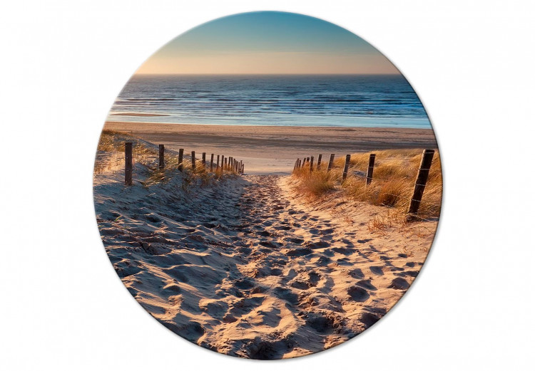 Tableau rond Memory of Vacation - Sunset on a Sandy Beach 148618