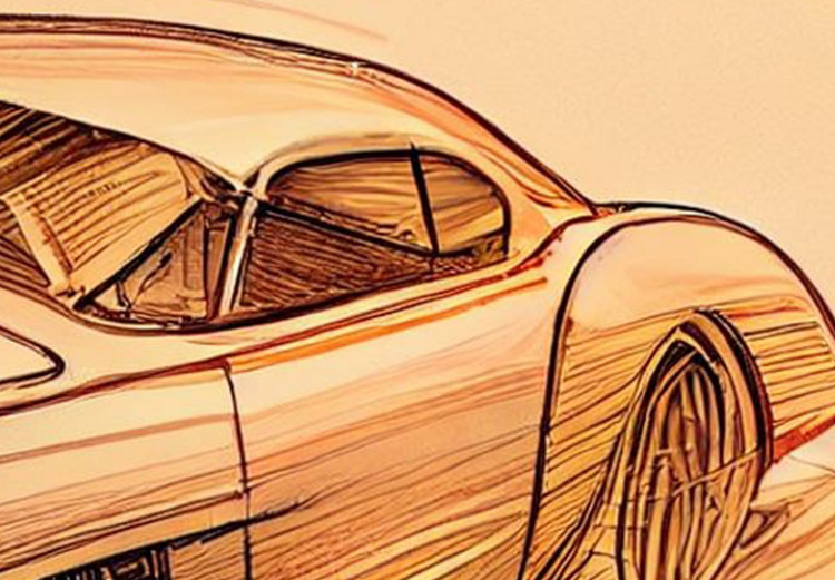 Cuadro XXL Car Sketch - Vintage Car Drawing Generated by AI [Large Format] 151118 additionalImage 3