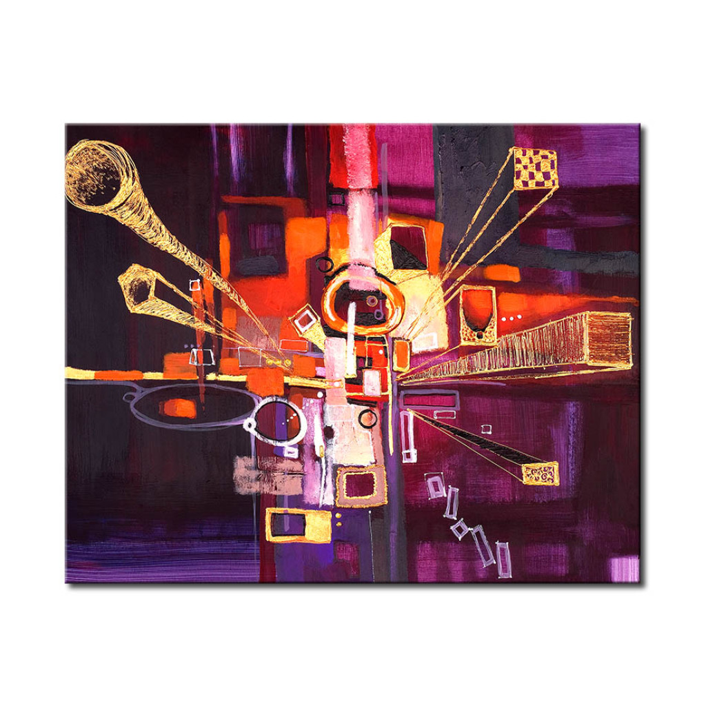 Obraz Abstrakcja (1-częściowy) - Motyw Fantazyjnego Miasta Na Fioletowym Tle