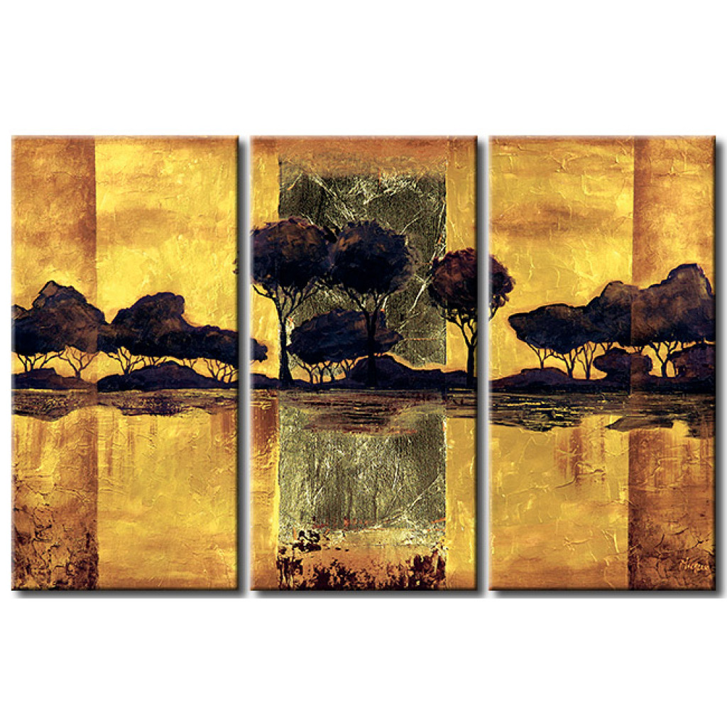 Schilderij  Bomen: Gouden Horizon