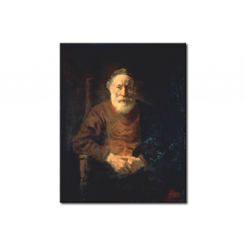 Schilderij  Rembrandt: Portrait Of An Old Man In Red