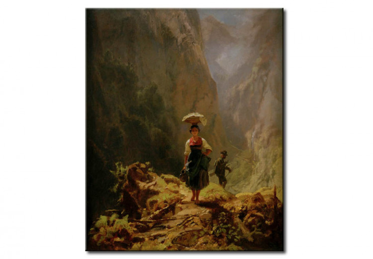 Tableau sur toile Jeune fille et les chasseurs dans la montagne 52718