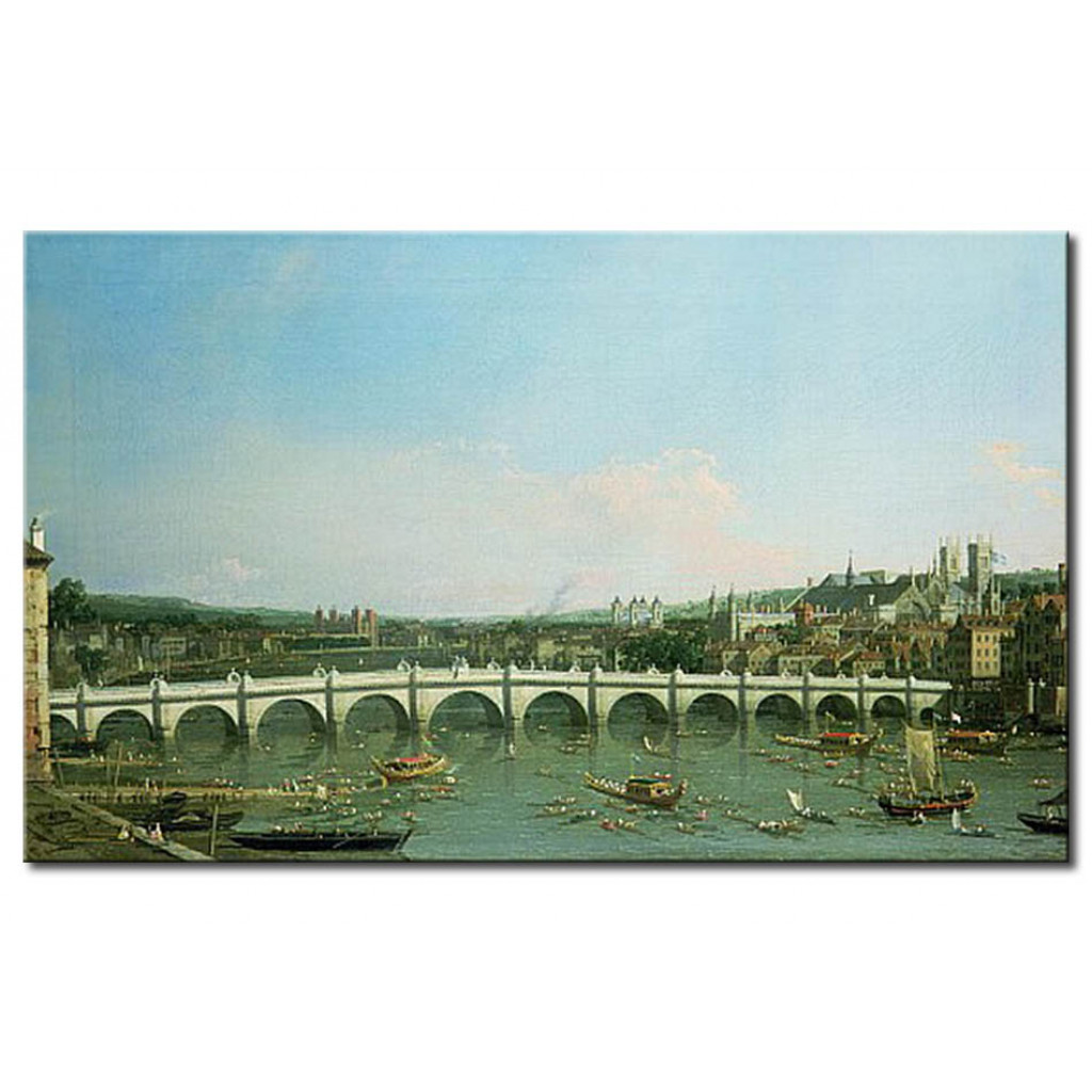 Schilderij  Canaletto: Westminster Bridge From The North With Lambeth Palace In Distance