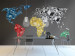 Photo Wallpaper World Map - Colourful Geometric Continents Each in a Different Colour 60018