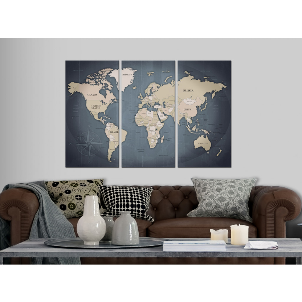 Schilderij  Kaarten Van De Wereld: Anthracitic World