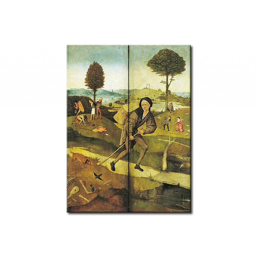 Schilderij  Hieronymus Bosch: The Haywain, With Panels Closed Showing Everyman Walking The Path Of Life