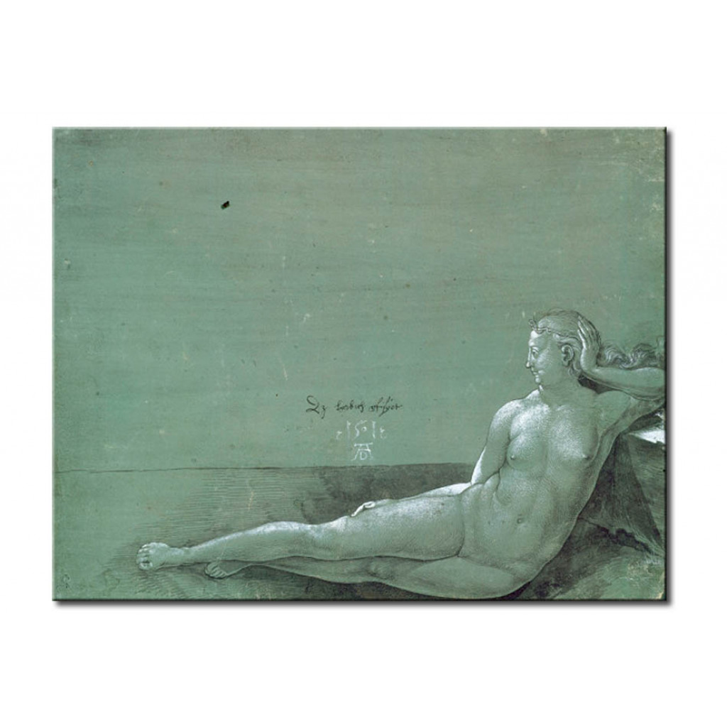 Schilderij  Albrecht Dürer: Reclining Nude Woman