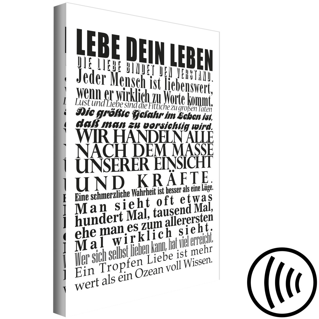 Schilderij  Met Inscripties: Lebe Dein Leben (1 Part) Vertical