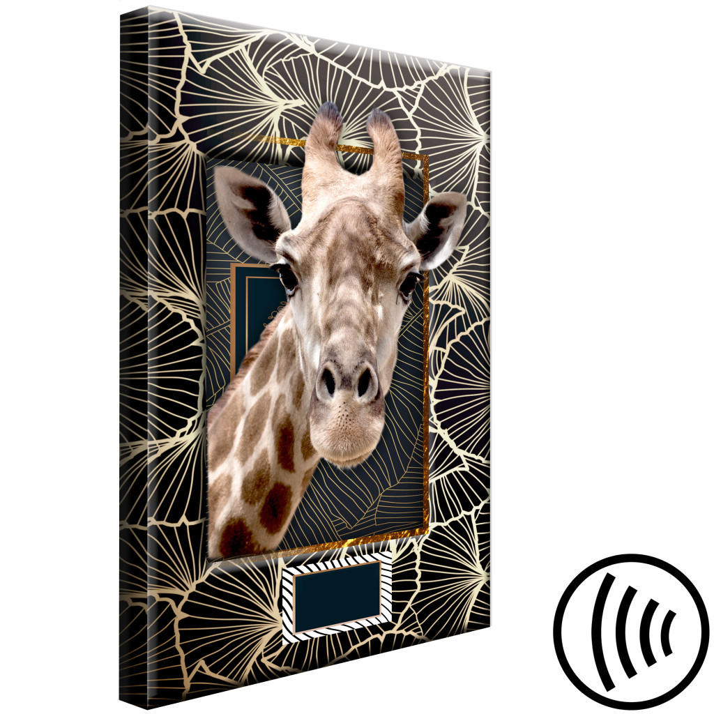 Quadro Pintado Retrato Da Girafa (1 Peça) - Animal Em Fundo Texturizado Com Padrões