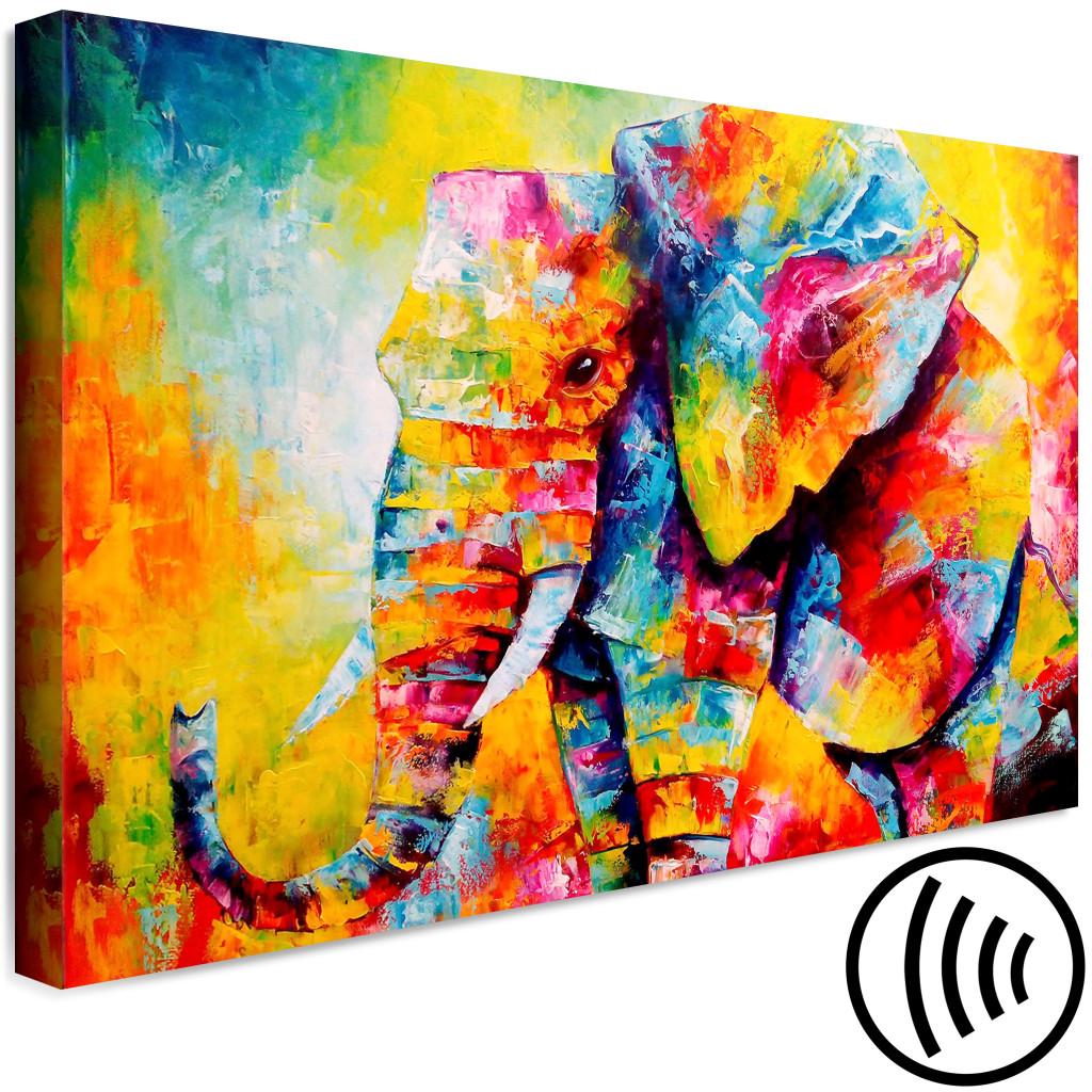 Schilderij  Olifanten: Colourful Animals: Elephant (1 Part) Wide