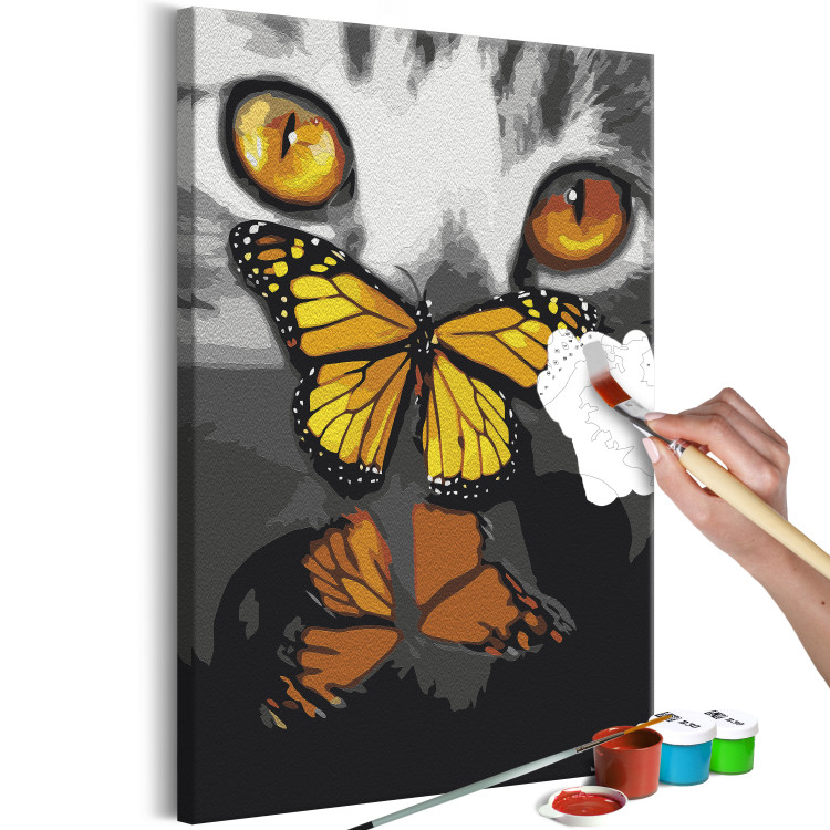 Wandbild zum Malen nach Zahlen Kitten and Butterfly 134628 additionalImage 3