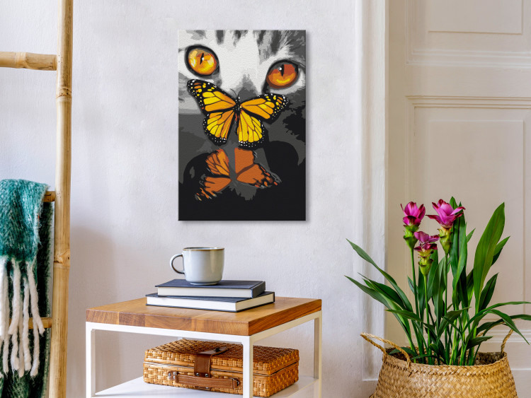 Wandbild zum Malen nach Zahlen Kitten and Butterfly 134628 additionalImage 2