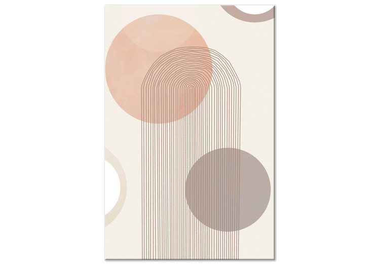 Canvas Wheels and lines - Abstraction with figures on a beige background 136528